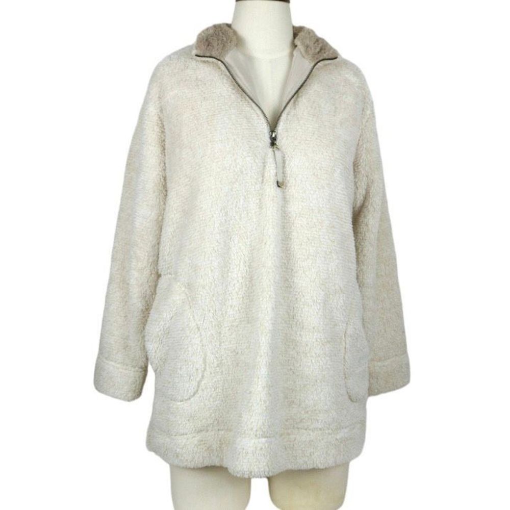 Soft Surroundings Zip Up Long Sleeve Fuzzy Pullover Jacket L